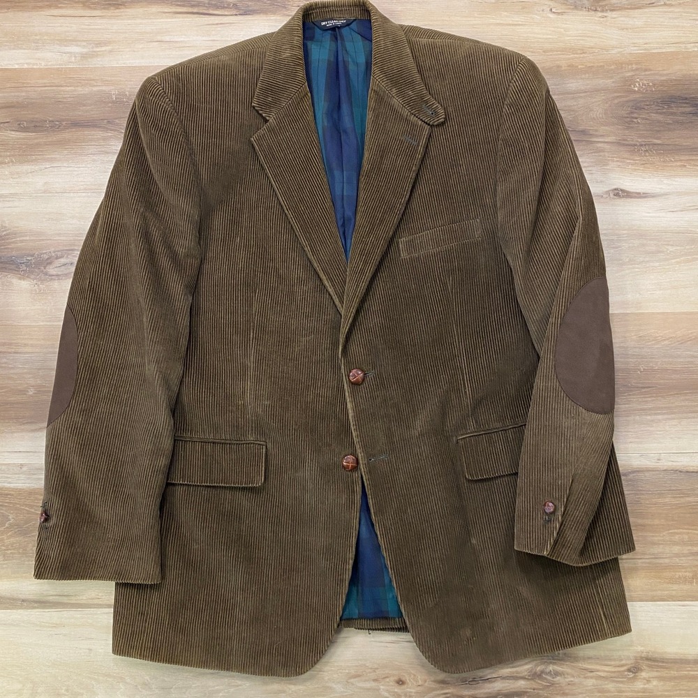Lauren Ralph Lauren Blazer 42R Corduroy Elbow Patch Sport Coat Collegiate Brown